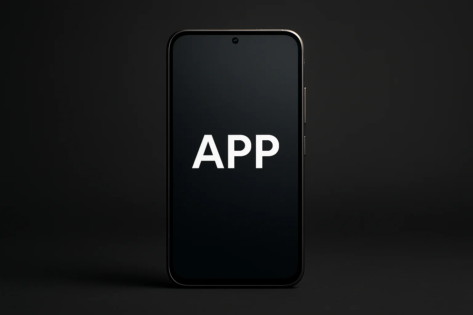 Single modern Android smartphone showing APP on dark gradient screen